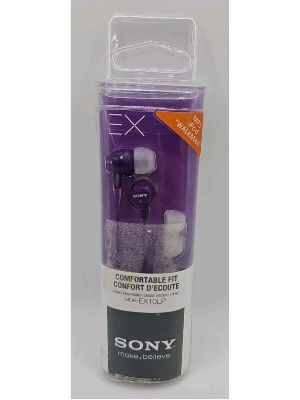 Sony MDR-EX10LP Stereo Earbuds Headphones Violet Comfortable Fit 2010 3.5mm